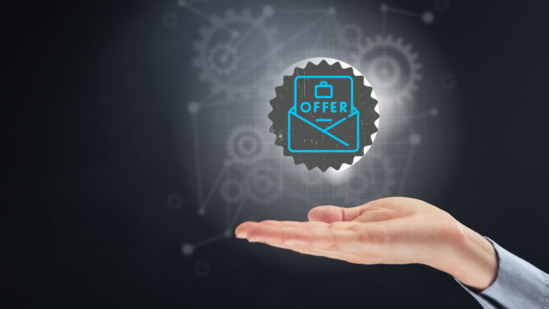 Ein Bild von einer Hand mit einer Offerte als Symbol.